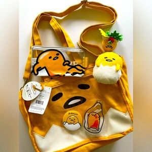 NWT Gudetama Ai-tatA bag with shoulder strap, handles and accessories